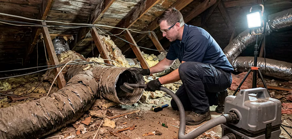 Storm-Damaged Attic Duct Cleaning in Pasadena