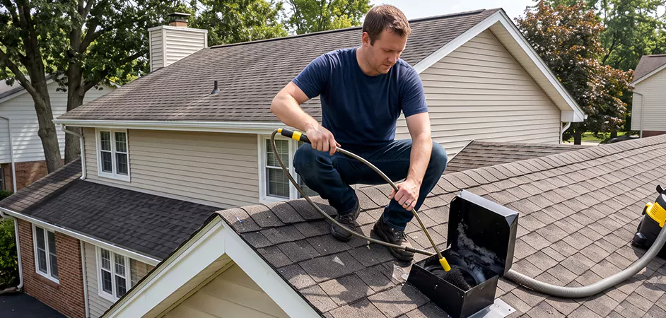 Multi-Story Roof Dryer Vent Cleaning in Pasadena